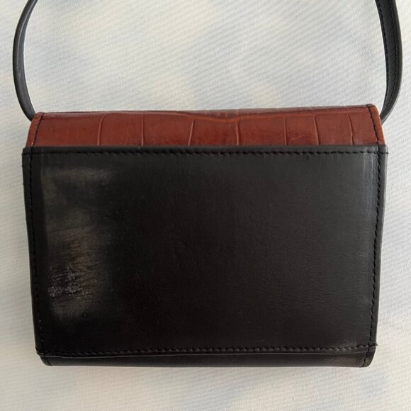 Brighton 1996 Metal Heart Chestnut Croc & Black Leather Mini Purse - Picture 2 of 6